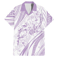 Sharks Couple Dreamy Polynesians Floral Sea Family Matching Off The Shoulder Long Sleeve Dress and Hawaiian Shirt Lilac LT7 Dad's Shirt - Short Sleeve Lilac - Polynesian Pride