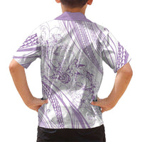 Sharks Couple Dreamy Polynesians Floral Sea Family Matching Off Shoulder Maxi Dress and Hawaiian Shirt Lilac LT7 - Polynesian Pride