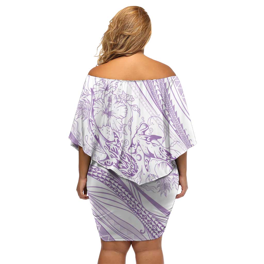Sharks Couple Dreamy Polynesians Floral Sea Family Matching Off Shoulder Short Dress and Hawaiian Shirt Lilac LT7 - Polynesian Pride