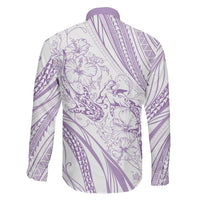 Sharks Couple Dreamy Polynesians Floral Sea Family Matching Short Sleeve Bodycon Dress and Hawaiian Shirt Lilac LT7 - Polynesian Pride