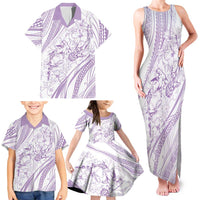 Sharks Couple Dreamy Polynesians Floral Sea Family Matching Tank Maxi Dress and Hawaiian Shirt Lilac LT7 - Polynesian Pride