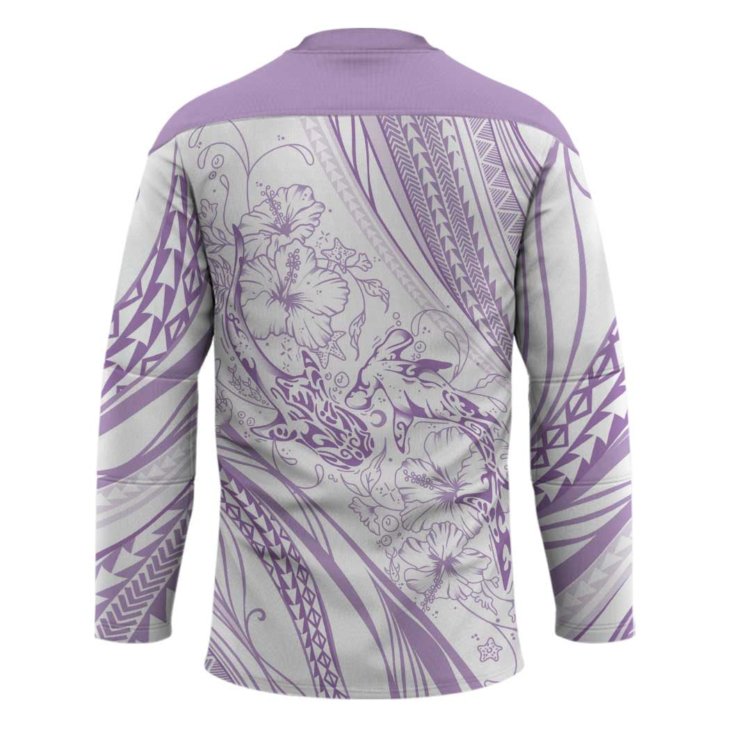 Sharks Couple Dreamy Polynesians Floral Sea Hockey Jersey Lilac - Polynesian Pride