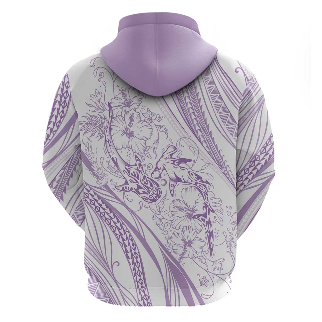 Sharks Couple Dreamy Polynesians Floral Sea Hoodie Lilac - Polynesian Pride