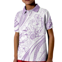 Sharks Couple Dreamy Polynesians Floral Sea Kid Polo Shirt Lilac - Polynesian Pride