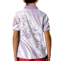 Sharks Couple Dreamy Polynesians Floral Sea Kid Polo Shirt Lilac - Polynesian Pride