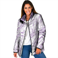 Sharks Couple Dreamy Polynesians Floral Sea Padded Jacket Lilac - Polynesian Pride