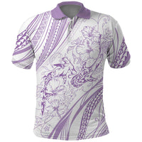 Sharks Couple Dreamy Polynesians Floral Sea Polo Shirt Lilac - Polynesian Pride