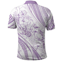 Sharks Couple Dreamy Polynesians Floral Sea Polo Shirt Lilac - Polynesian Pride