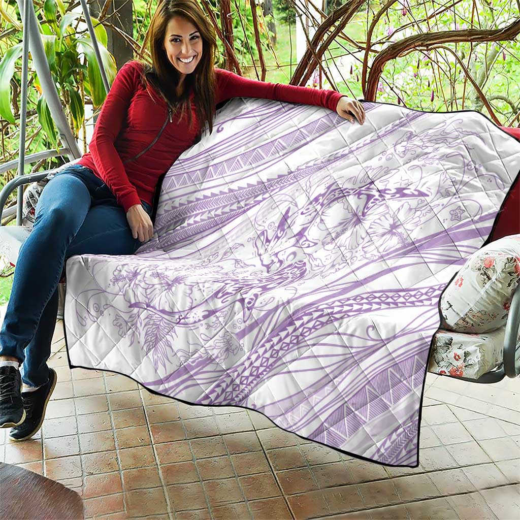 Sharks Couple Dreamy Polynesians Floral Sea Quilt Lilac - Polynesian Pride