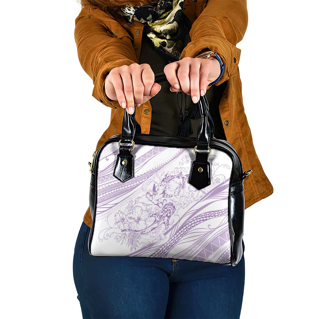 Sharks Couple Dreamy Polynesians Floral Sea Shoulder Handbag Lilac - Polynesian Pride