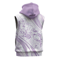 Sharks Couple Dreamy Polynesians Floral Sea Sleeveless Hoodie Lilac - Polynesian Pride