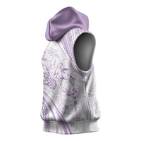 Sharks Couple Dreamy Polynesians Floral Sea Sleeveless Hoodie Lilac - Polynesian Pride