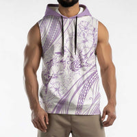 Sharks Couple Dreamy Polynesians Floral Sea Sleeveless Hoodie Lilac - Polynesian Pride
