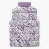 Sharks Couple Dreamy Polynesians Floral Sea Sleeveless Puffer Jacket Lilac - Polynesian Pride