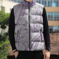 Sharks Couple Dreamy Polynesians Floral Sea Sleeveless Puffer Jacket Lilac - Polynesian Pride