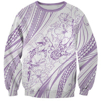 Sharks Couple Dreamy Polynesians Floral Sea Sweatshirt Lilac - Polynesian Pride