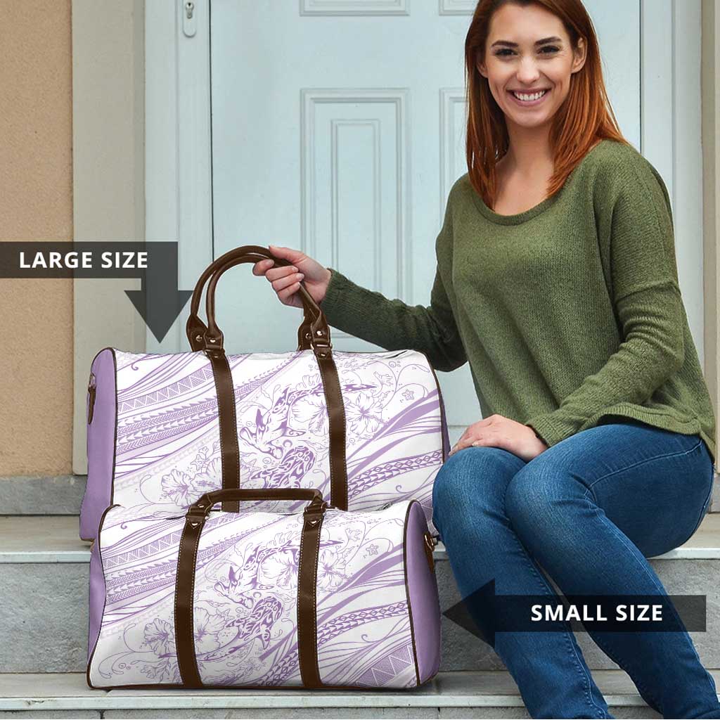Sharks Couple Dreamy Polynesians Floral Sea Travel Bag Lilac - Polynesian Pride
