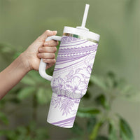 Sharks Couple Dreamy Polynesians Floral Sea Tumbler With Handle Lilac - Polynesian Pride