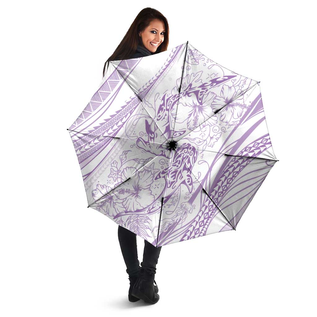 Sharks Couple Dreamy Polynesians Floral Sea Umbrella Lilac - Polynesian Pride