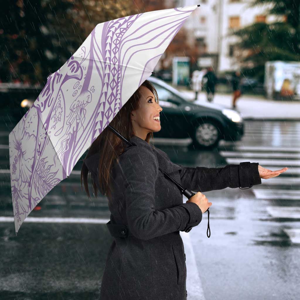 Sharks Couple Dreamy Polynesians Floral Sea Umbrella Lilac - Polynesian Pride