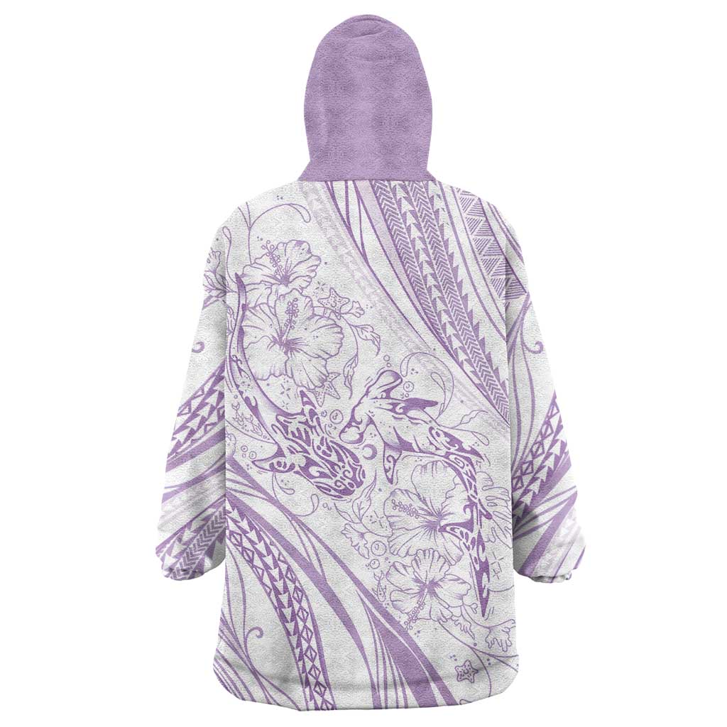 Sharks Couple Dreamy Polynesians Floral Sea Wearable Blanket Hoodie Lilac LT7 - Polynesian Pride