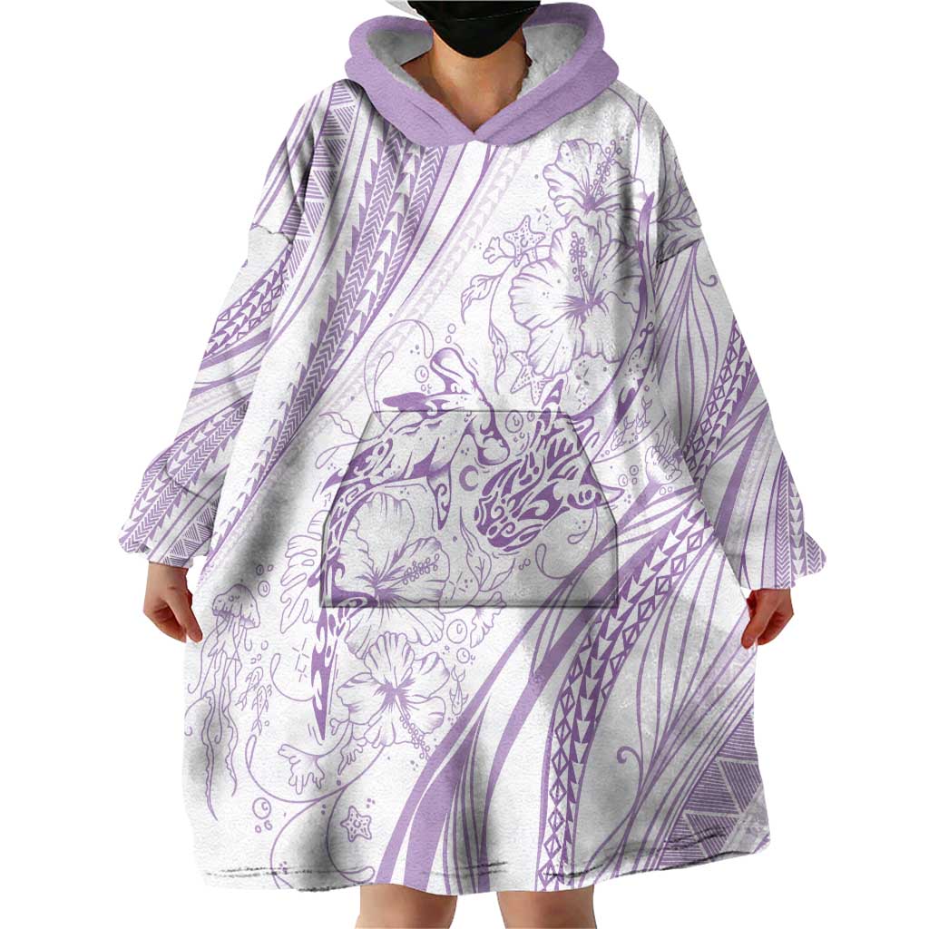 Sharks Couple Dreamy Polynesians Floral Sea Wearable Blanket Hoodie Lilac LT7 - Polynesian Pride