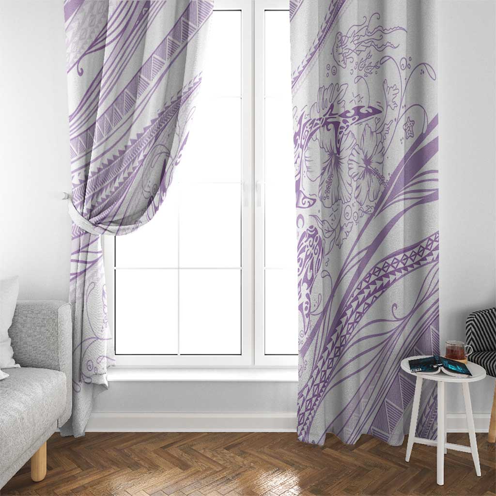 Sharks Couple Dreamy Polynesians Floral Sea Window Curtain Lilac - Polynesian Pride