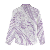 Sharks Couple Dreamy Polynesians Floral Sea Women Casual Shirt Lilac LT7 - Polynesian Pride