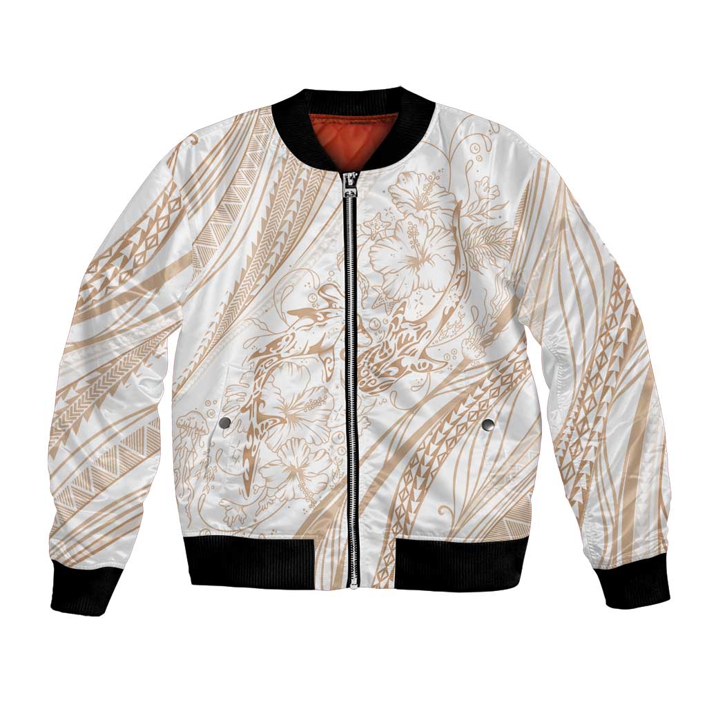 Sharks Couple Dreamy Polynesians Floral Sea Bomber Jacket Hazel - Polynesian Pride