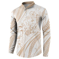 Sharks Couple Dreamy Polynesians Floral Sea Button Sweatshirt Hazel - Polynesian Pride