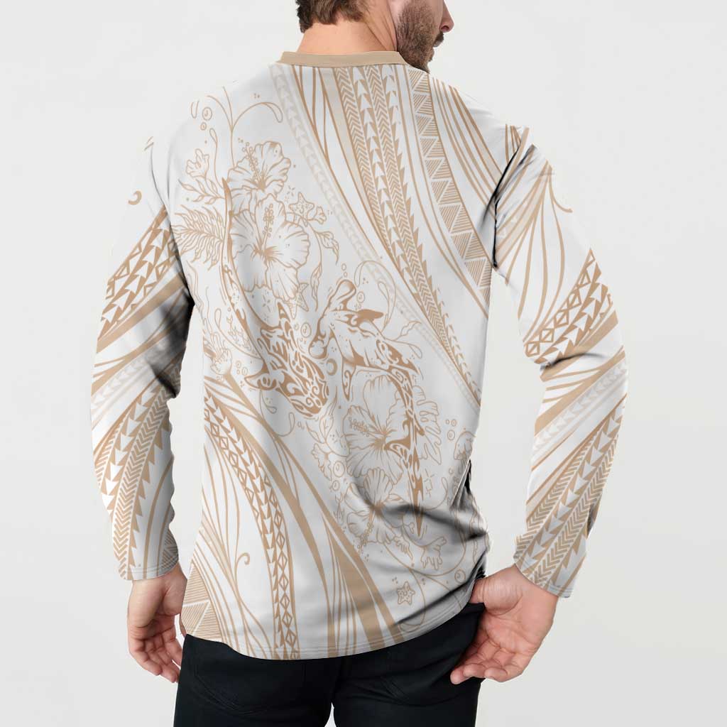 Sharks Couple Dreamy Polynesians Floral Sea Button Sweatshirt Hazel - Polynesian Pride