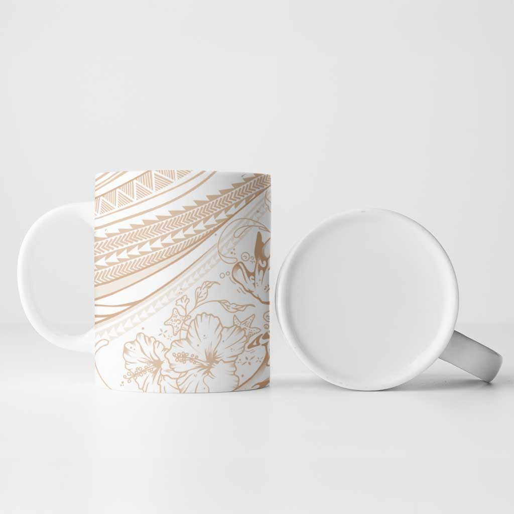 Sharks Couple Dreamy Polynesians Floral Sea Ceramic Mug Hazel - Polynesian Pride