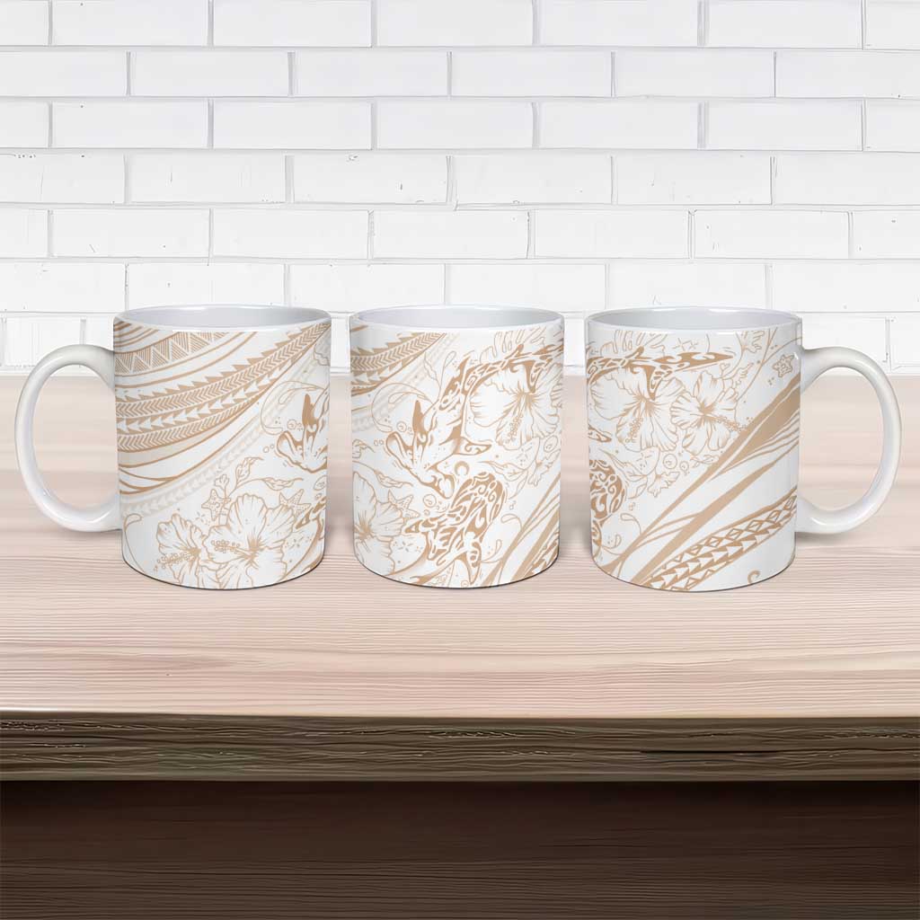Sharks Couple Dreamy Polynesians Floral Sea Ceramic Mug Hazel - Polynesian Pride