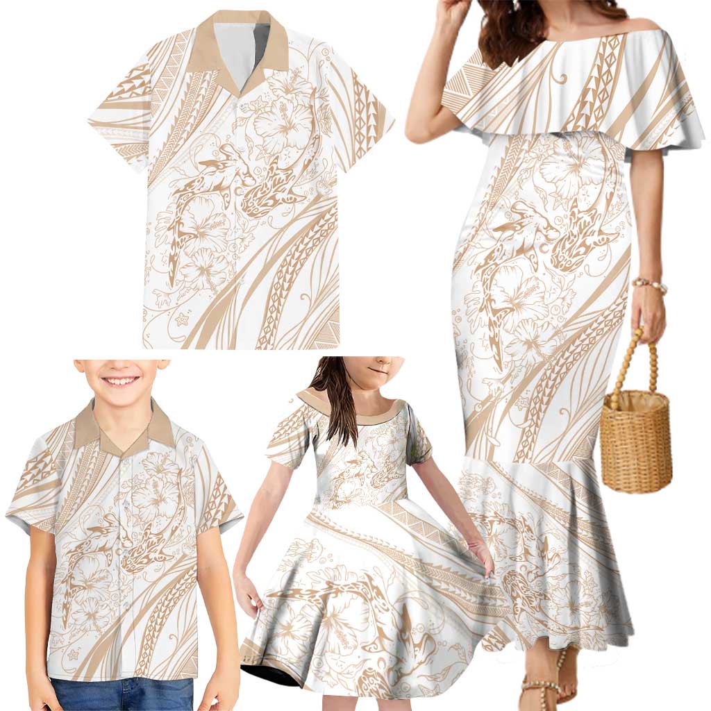 Sharks Couple Dreamy Polynesians Floral Sea Family Matching Mermaid Dress and Hawaiian Shirt Hazel LT7 - Polynesian Pride