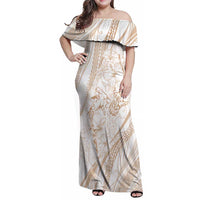 Sharks Couple Dreamy Polynesians Floral Sea Family Matching Off Shoulder Maxi Dress and Hawaiian Shirt Hazel LT7 Mom's Dress Hazel - Polynesian Pride