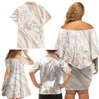 Sharks Couple Dreamy Polynesians Floral Sea Family Matching Off Shoulder Short Dress and Hawaiian Shirt Hazel LT7 - Polynesian Pride