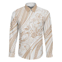 Sharks Couple Dreamy Polynesians Floral Sea Family Matching Off Shoulder Short Dress and Hawaiian Shirt Hazel LT7 Dad's Shirt - Long Sleeve Hazel - Polynesian Pride