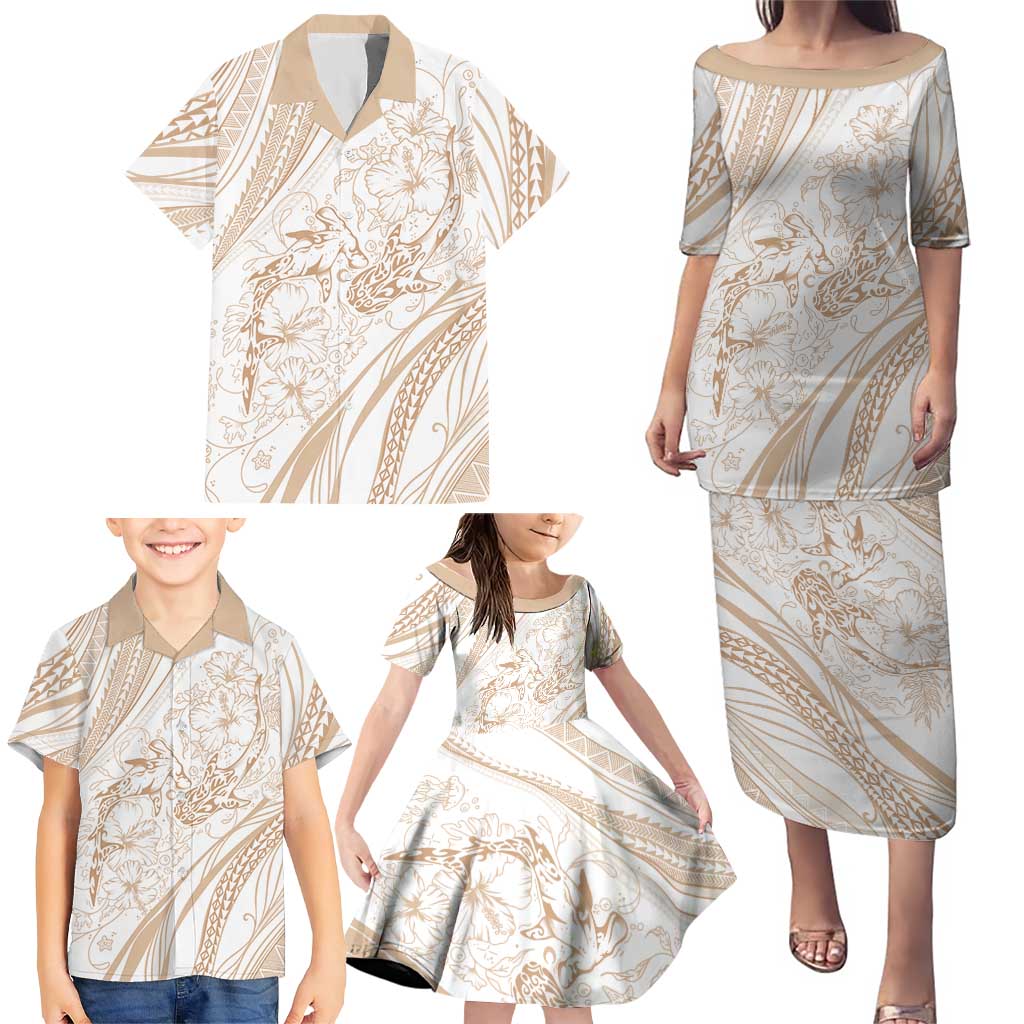 Sharks Couple Dreamy Polynesians Floral Sea Family Matching Puletasi and Hawaiian Shirt Hazel LT7 - Polynesian Pride