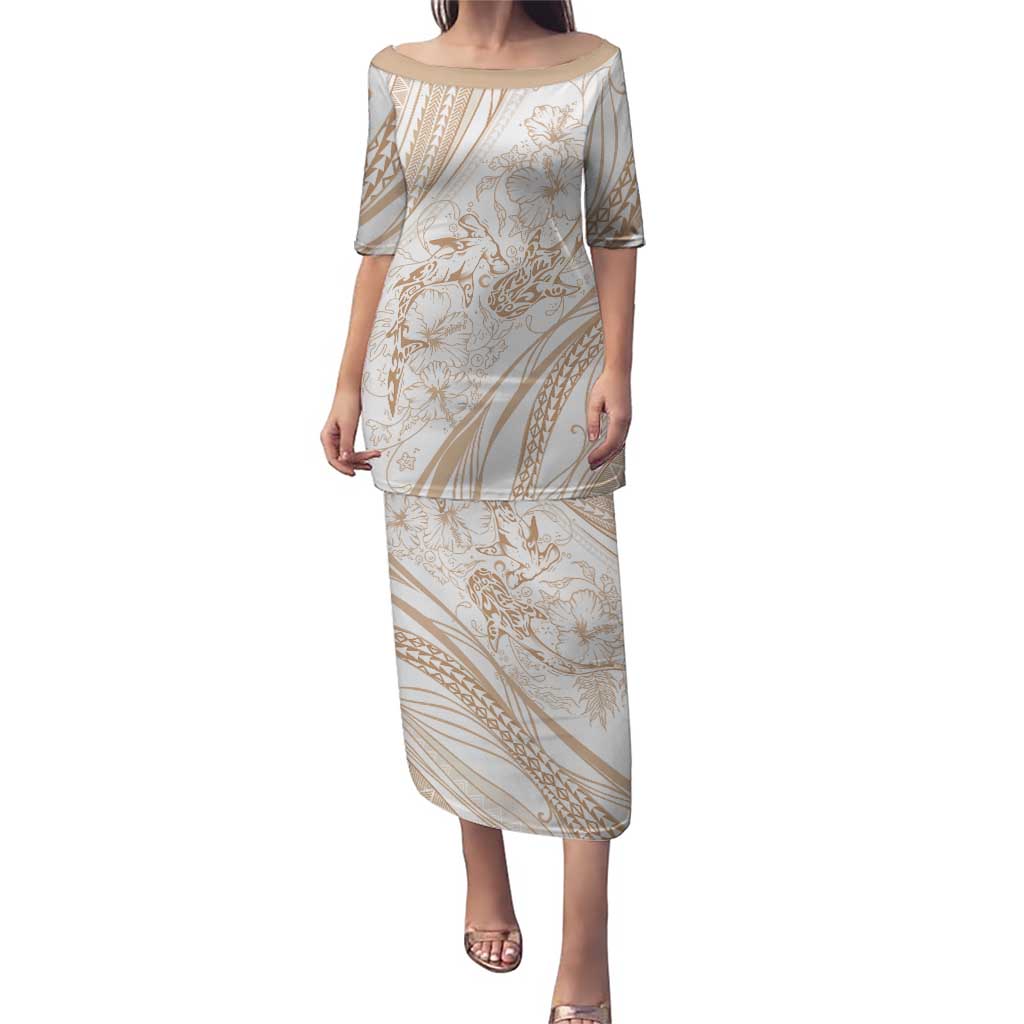 Sharks Couple Dreamy Polynesians Floral Sea Family Matching Puletasi and Hawaiian Shirt Hazel LT7 Mom's Dress Hazel - Polynesian Pride