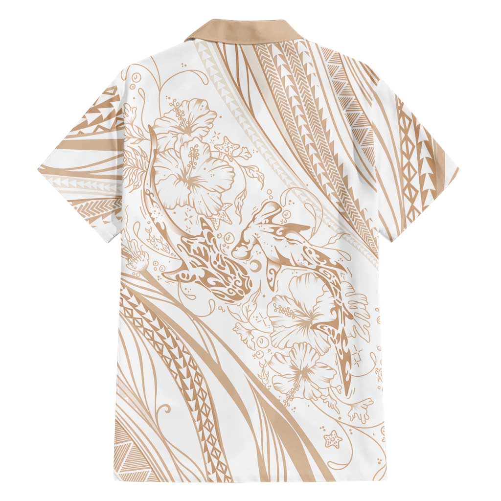 Sharks Couple Dreamy Polynesians Floral Sea Family Matching Short Sleeve Bodycon Dress and Hawaiian Shirt Hazel LT7 - Polynesian Pride