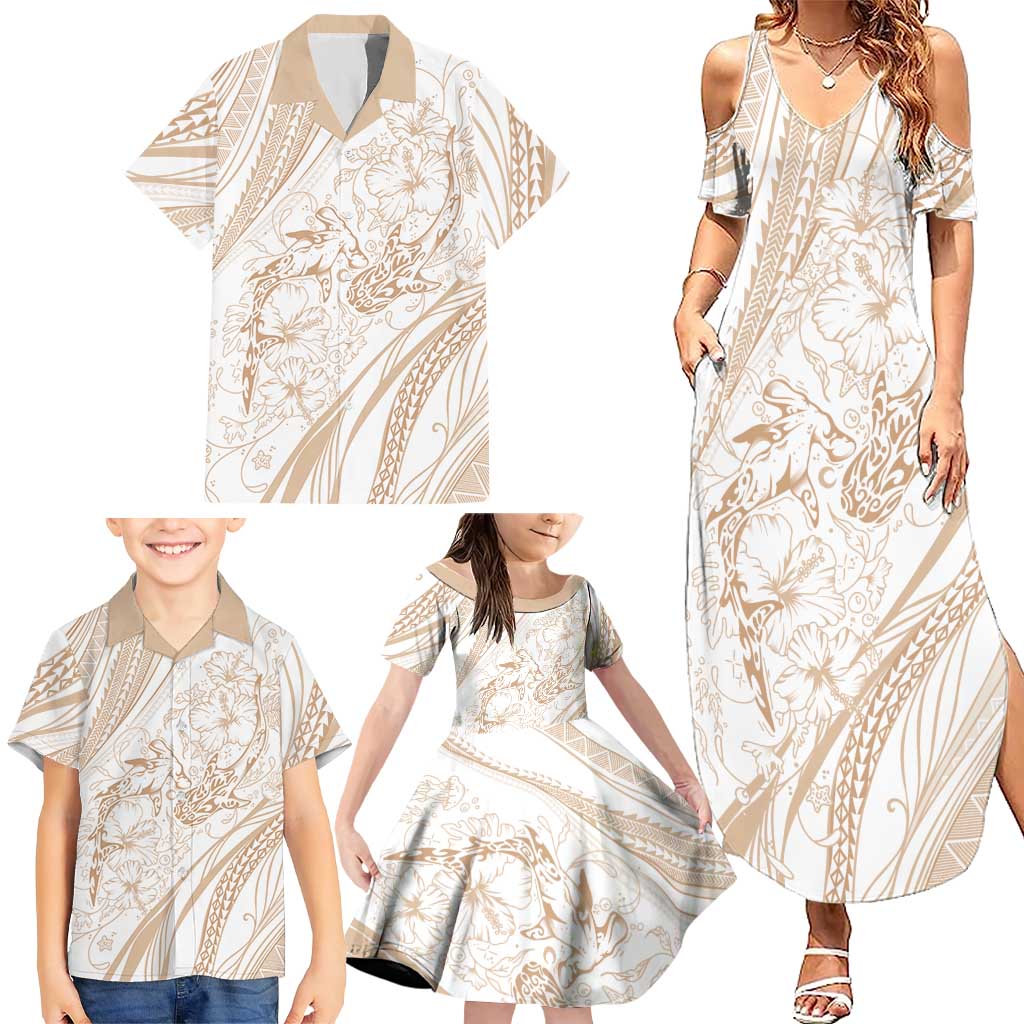 Sharks Couple Dreamy Polynesians Floral Sea Family Matching Summer Maxi Dress and Hawaiian Shirt Hazel LT7 - Polynesian Pride