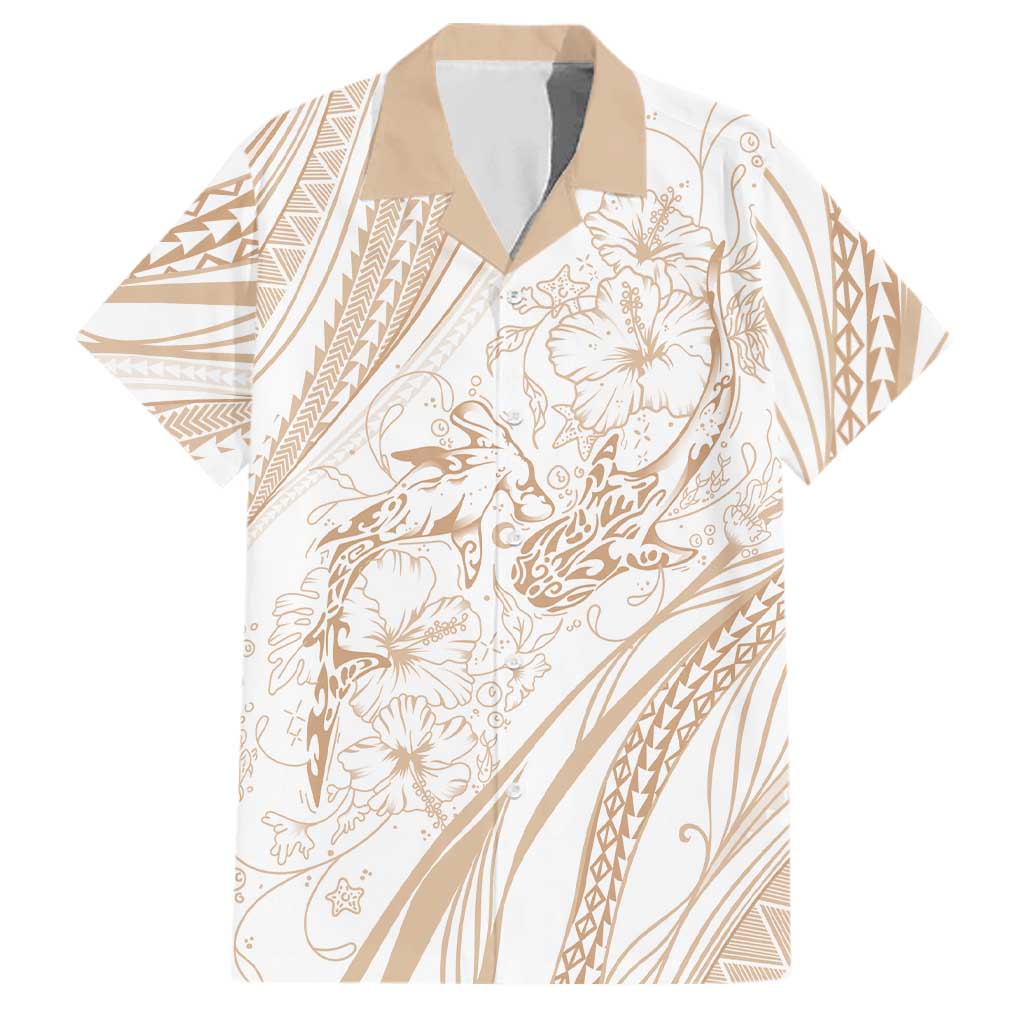 Sharks Couple Dreamy Polynesians Floral Sea Family Matching Summer Maxi Dress and Hawaiian Shirt Hazel LT7 Dad's Shirt - Short Sleeve Hazel - Polynesian Pride