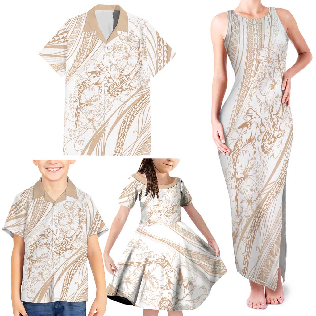 Sharks Couple Dreamy Polynesians Floral Sea Family Matching Tank Maxi Dress and Hawaiian Shirt Hazel LT7 - Polynesian Pride