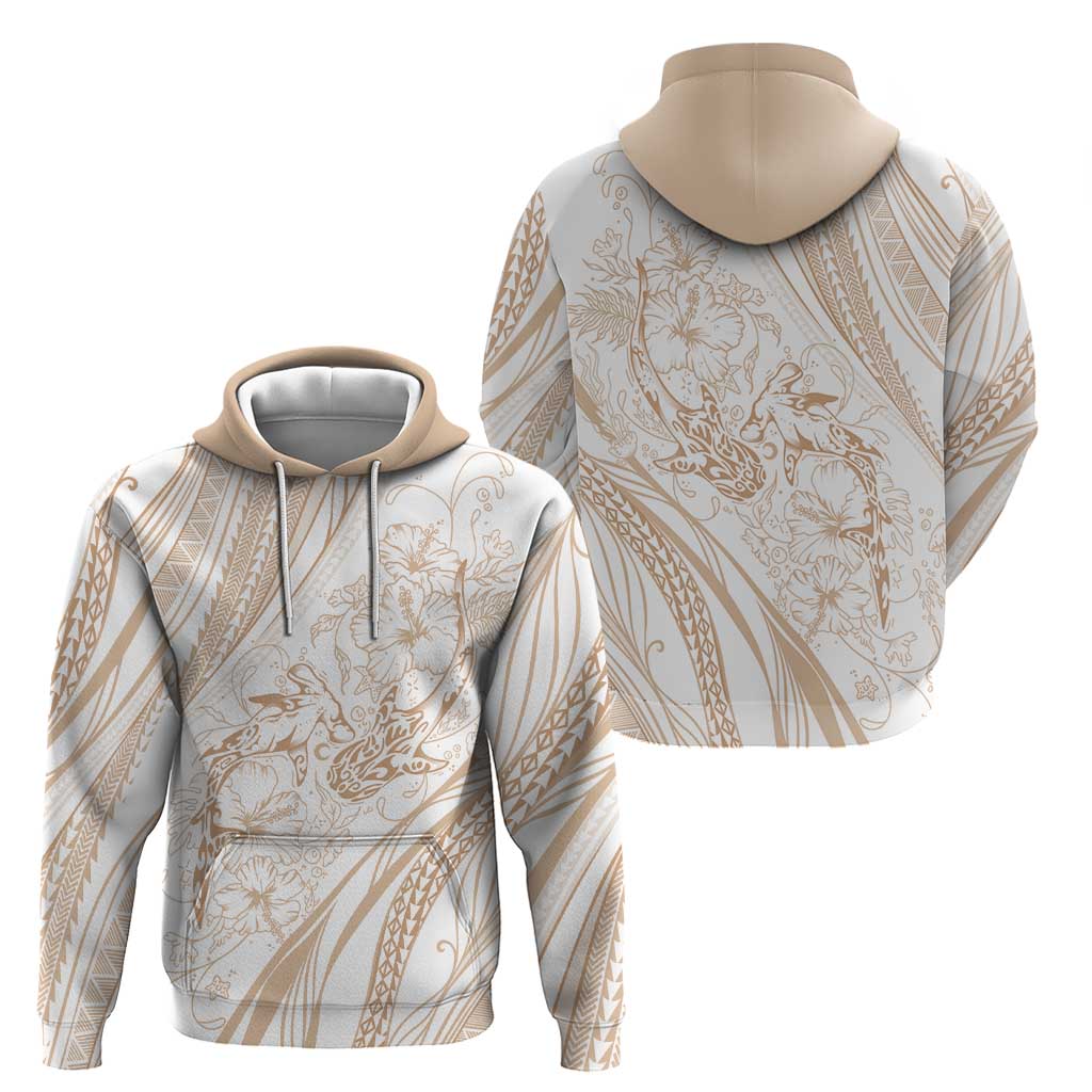 Sharks Couple Dreamy Polynesians Floral Sea Hoodie Hazel - Polynesian Pride
