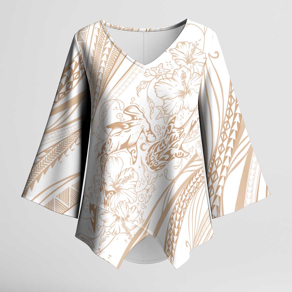 Sharks Couple Dreamy Polynesians Floral Sea Kimono Sleeve Blouse Hazel - Polynesian Pride