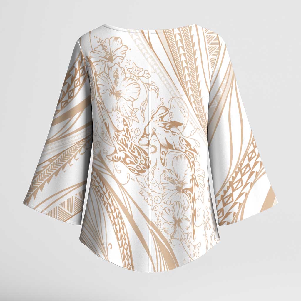 Sharks Couple Dreamy Polynesians Floral Sea Kimono Sleeve Blouse Hazel - Polynesian Pride