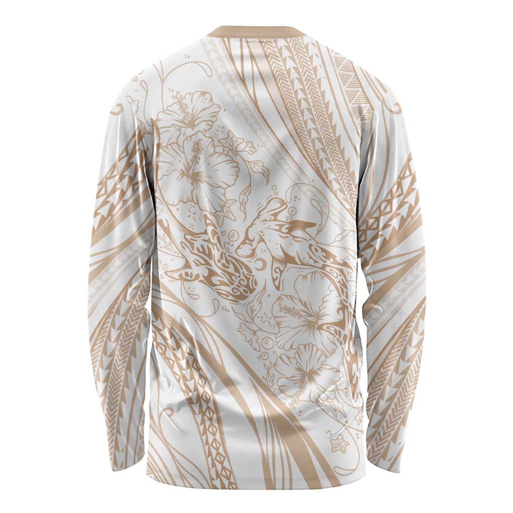 Sharks Couple Dreamy Polynesians Floral Sea Long Sleeve Shirt Hazel - Polynesian Pride