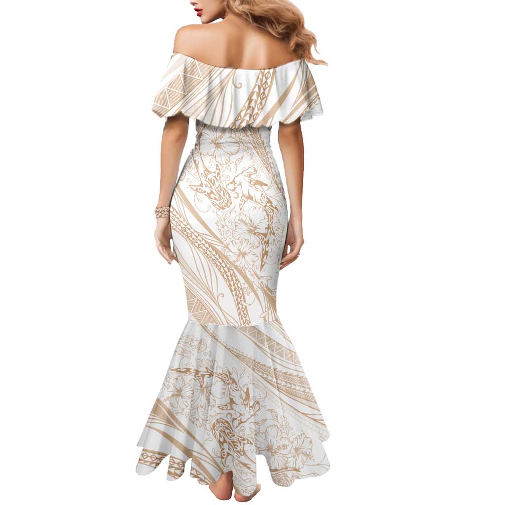 Sharks Couple Dreamy Polynesians Floral Sea Mermaid Dress Hazel - Polynesian Pride