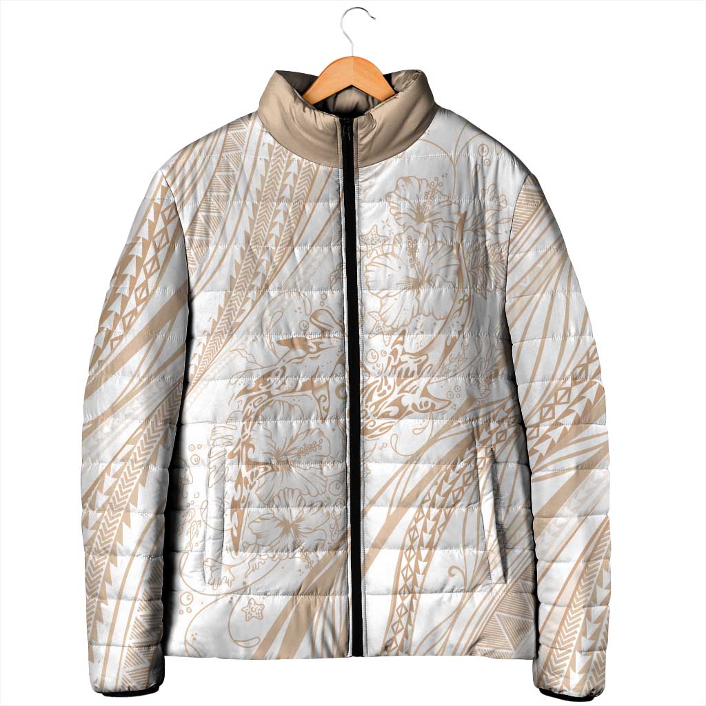 Sharks Couple Dreamy Polynesians Floral Sea Padded Jacket Hazel - Polynesian Pride