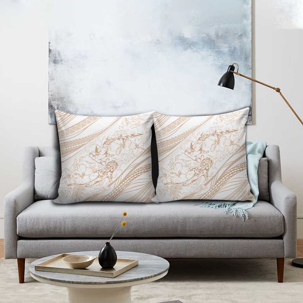 Sharks Couple Dreamy Polynesians Floral Sea Pillow Cover Hazel - Polynesian Pride